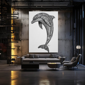 Dolphin Wall Art Grey