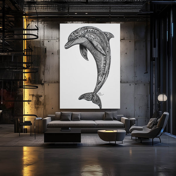 Dolphin Wall Art Grey