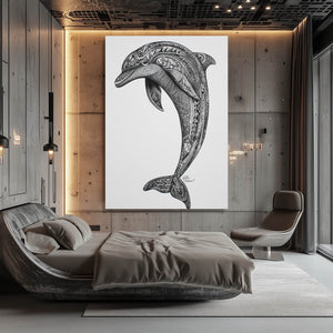 Dolphin Wall Art Grey
