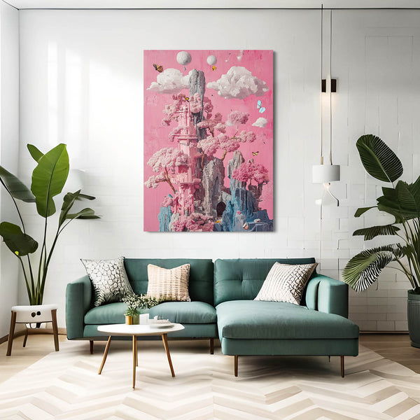 Dreamscape Tower Pink Abstract Art | MusaArtGallery™