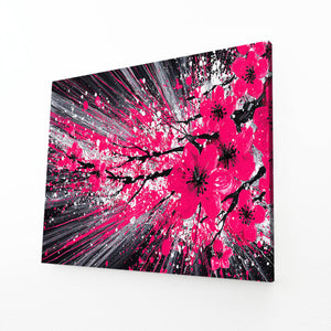 Dynamic Pink Cherry Blossom Abstract Art
