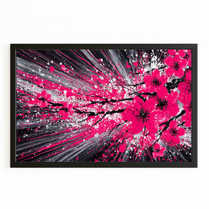 Dynamic Pink Cherry Blossom Abstract Art
