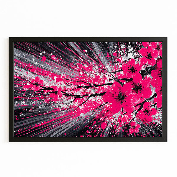 Dynamic Pink Cherry Blossom Abstract Art