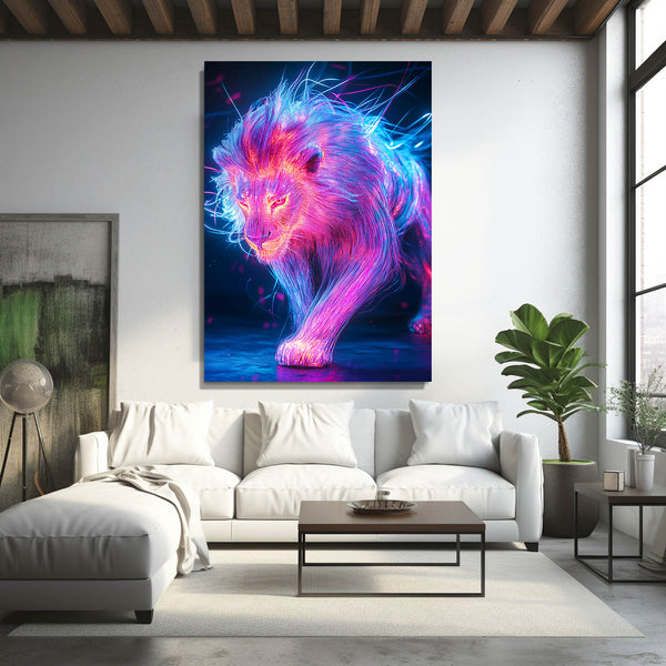 Electric Glow Lion Wall Art | MusaArtGallery™