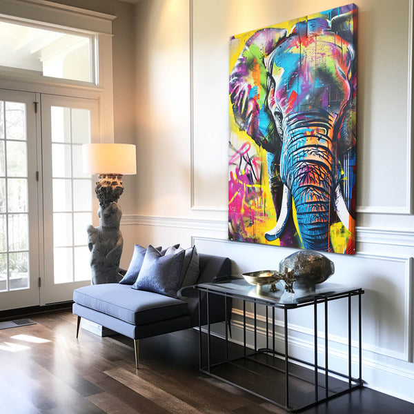 Elephant Art Colorful Canvas | MusaArtGallery™