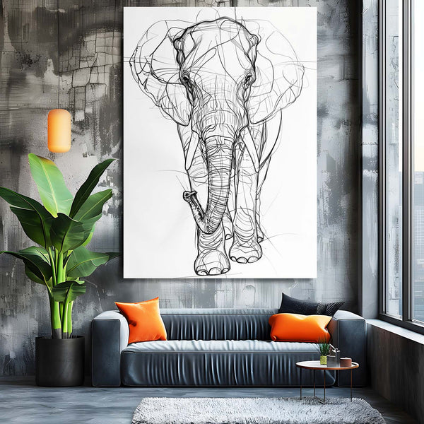 Elephant Majesty Line Art | MusaArtGallery™