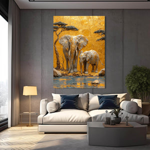 Elephant Mother And Baby Wall Art | MusaArtGallery™