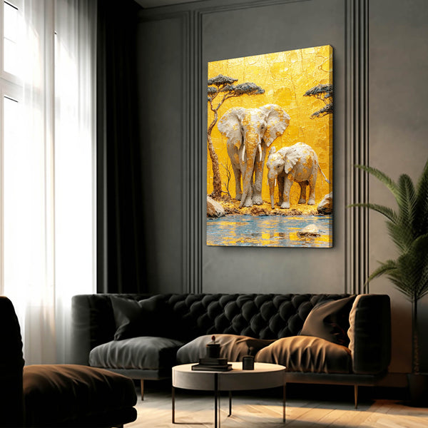 Elephant Mother And Baby Wall Art | MusaArtGallery™