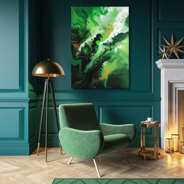 Emerald Blaze Green Abstract Art | MusaArtGallery™