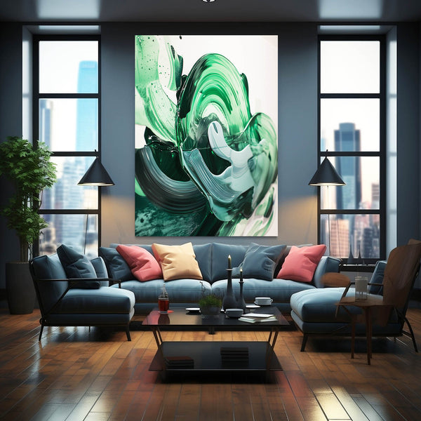 Emerald Waves Green Abstract Art | MusaArtGallery™