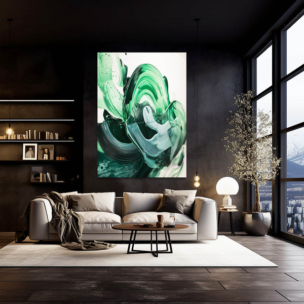 Emerald Waves Green Abstract Art | MusaArtGallery™