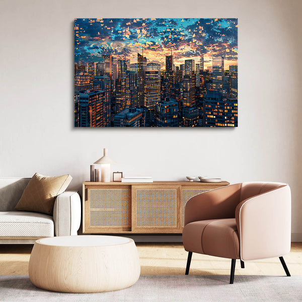 Evening City 3D Wall Art  | MusaArtGallery™