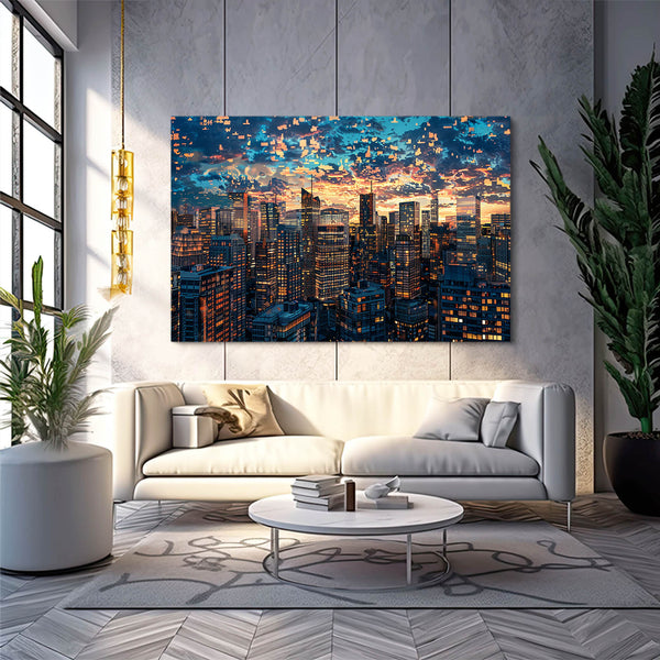 Evening City 3D Wall Art  | MusaArtGallery™