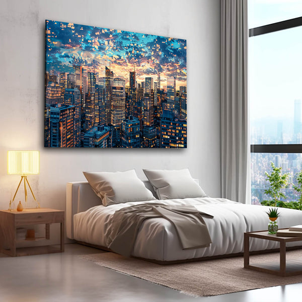 Evening City 3D Wall Art  | MusaArtGallery™