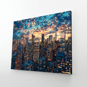 Evening City 3D Wall Art  | MusaArtGallery™