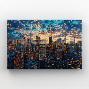 Evening City 3D Wall Art  | MusaArtGallery™