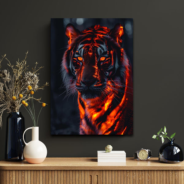 Fire Tiger Canvas Wall Art   | MusaArtGallery™