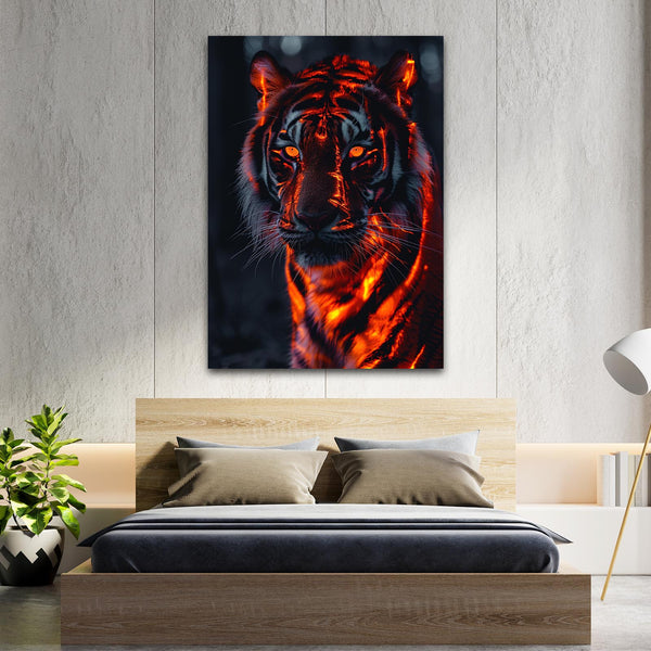 Fire Tiger Canvas Wall Art   | MusaArtGallery™