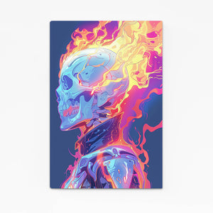 Flame Skull Cyberpunk Art | MusaArtGallery™