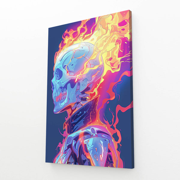 Flame Skull Cyberpunk Art | MusaArtGallery™