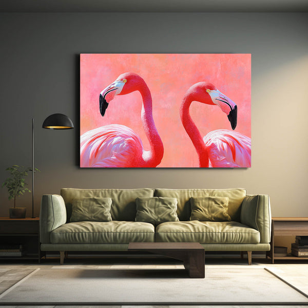 Flamingo Pair Pink Abstract Art | MusaArtGallery™