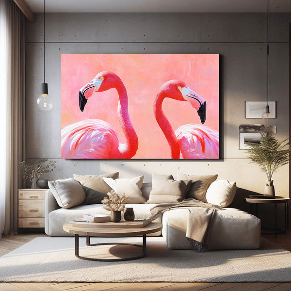 Flamingo Pair Pink Abstract Art | MusaArtGallery™