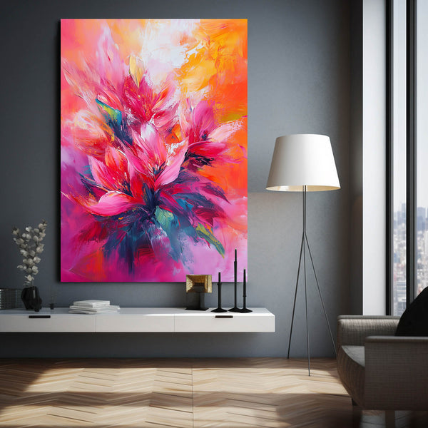 Floral Burst Pink Abstract Art | MusaArtGallery™