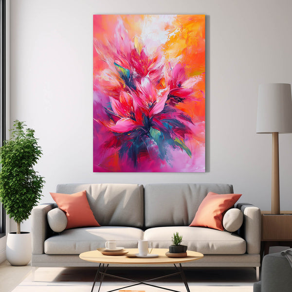 Floral Burst Pink Abstract Art | MusaArtGallery™