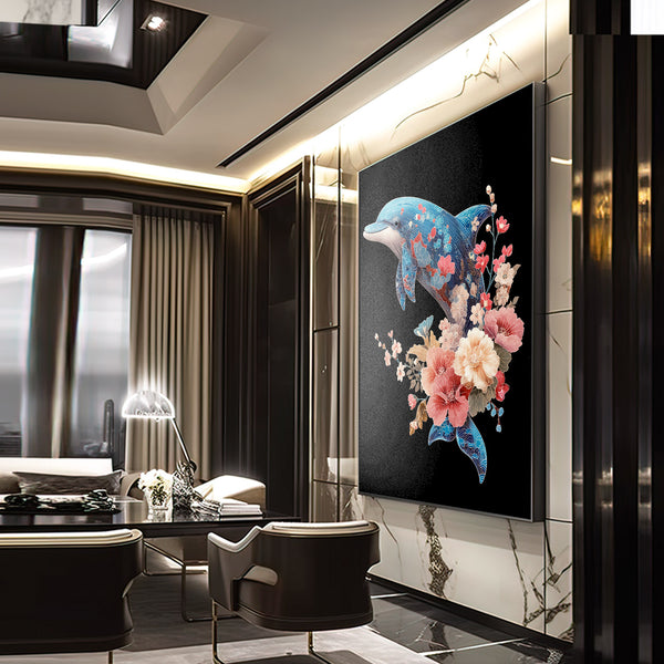 Floral Dolphin Art