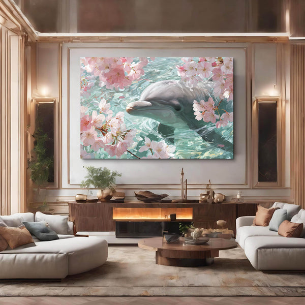 Floral Dolphin Canvas