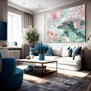 Floral Dolphin Canvas