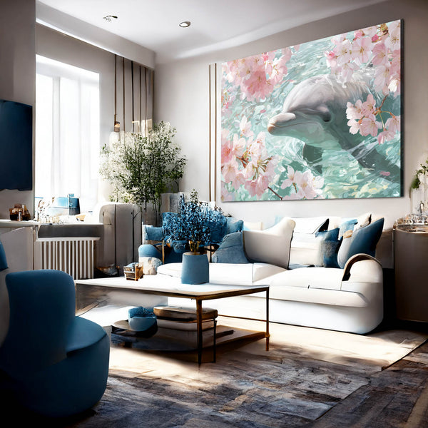 Floral Dolphin Canvas