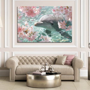 Floral Dolphin Canvas