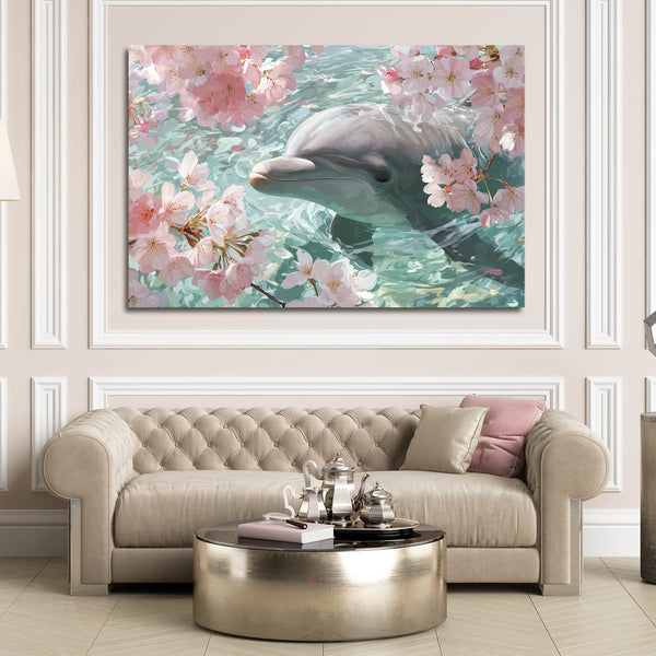 Floral Dolphin Canvas