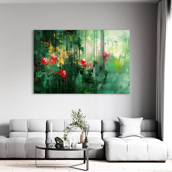 Floral Essence Green Abstract Art | MusaArtGallery™