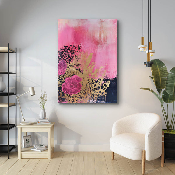 Floral Fusion Pink Abstract Art | MusaArtGallery™