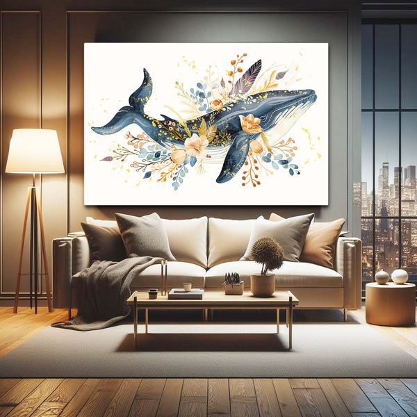 Floral Harmony Whale Art | MusaArtGallery™