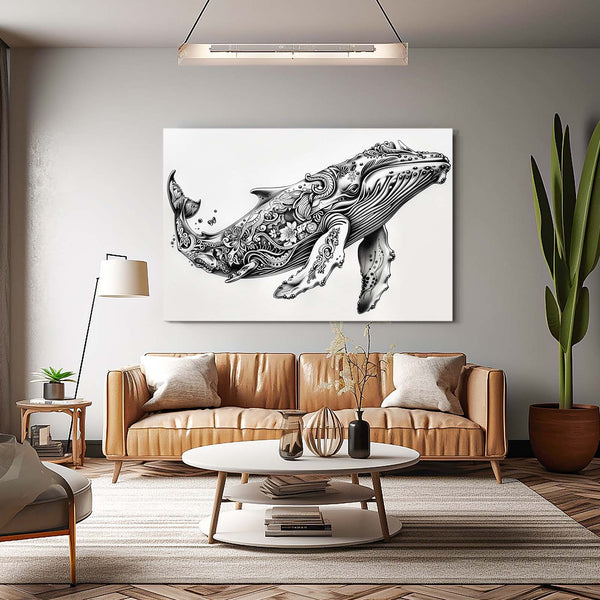 Floral Line Whale Art | MusaArtGallery™