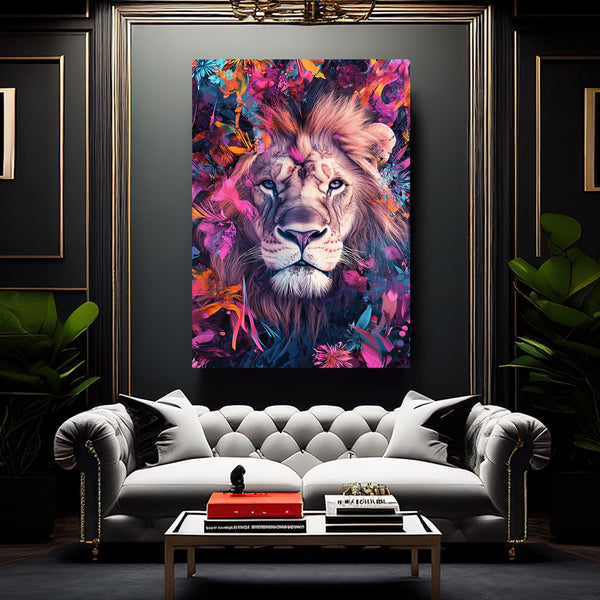 Floral Majesty Lion Wall Art | MusaArtGallery™