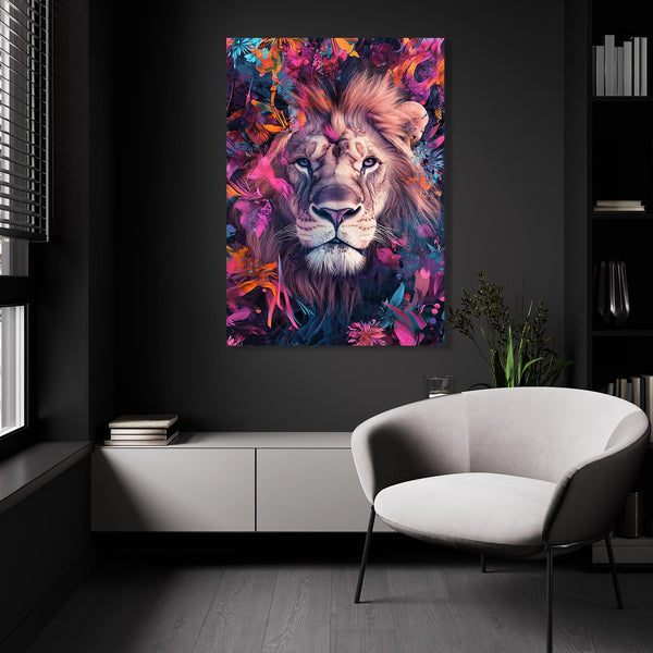 Floral Majesty Lion Wall Art | MusaArtGallery™