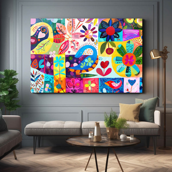 Floral Patchwork Mexican Wall Art | MusaArtGallery™