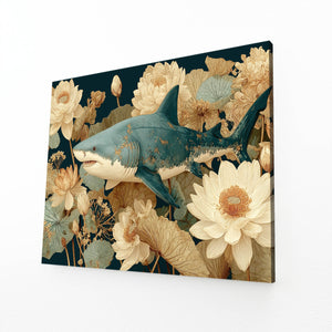 Floral Shark Canvas