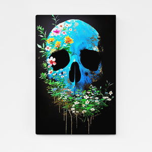 Flowered Blue Skull Art | MusaArtGallery™