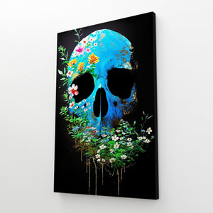 Flowered Blue Skull Art | MusaArtGallery™