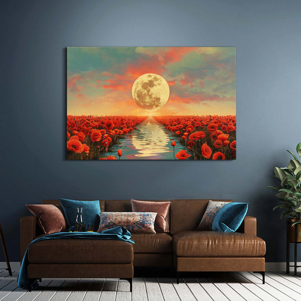  Flowers Lake Moon Art   | MusaArtGallery™