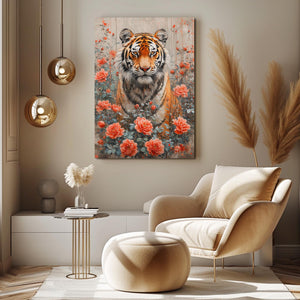 Flowers Tiger Canvas Wall Art | MusaArtGallery™
