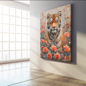 Flowers Tiger Canvas Wall Art | MusaArtGallery™