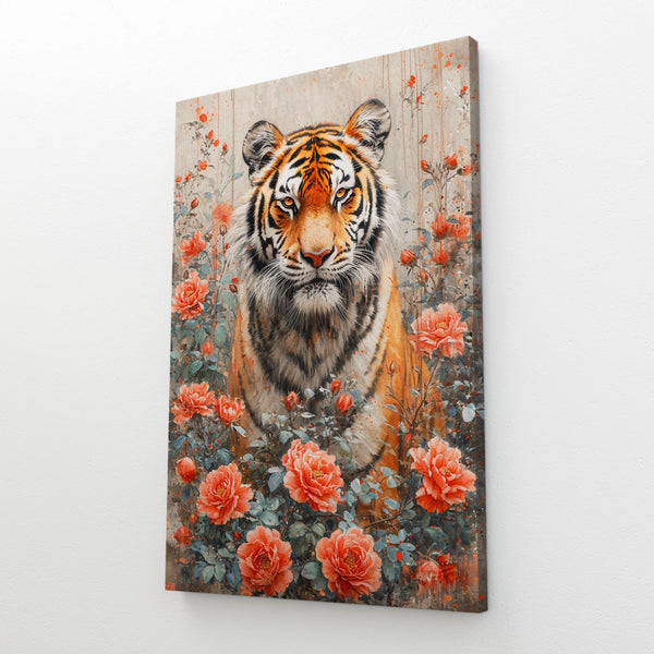 Flowers Tiger Canvas Wall Art | MusaArtGallery™