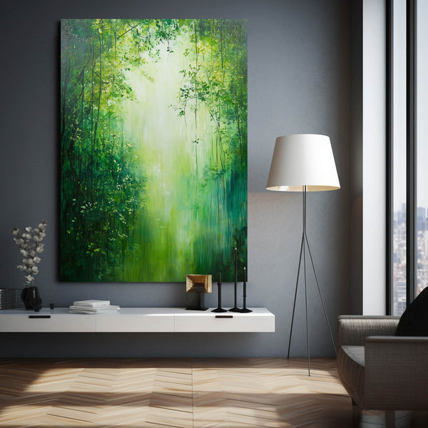 Forest Pathway Green Abstract Art | MusaArtGallery™