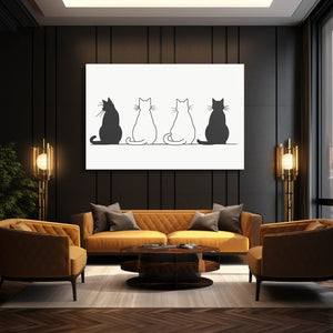 Four Sitting Cats Wall Art | MusaArtGallery™
